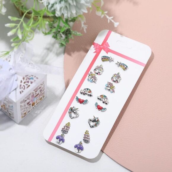 8 Pairs Cute Unicorn Earrings For Girls Ladies - Picture 4 of 8